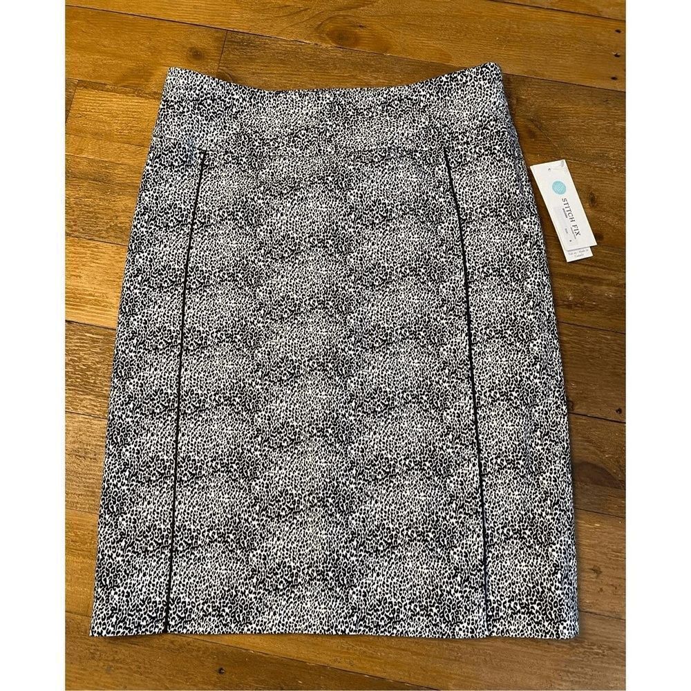 Margaret M Small NWT Selma Piping Detail Skirt Stitch Fix slimming black white